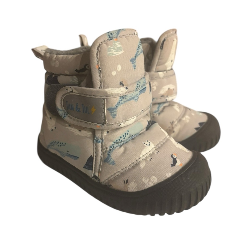 Jan and Jul Toddler Size 6 Unisex Toasty Dry Grey Puff Winter Boots Sea Animal